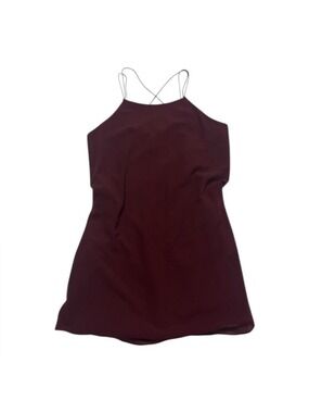 Naked Zebra Burgundy Pleated Back Slip Dress Strappy Cocktail Size Medium